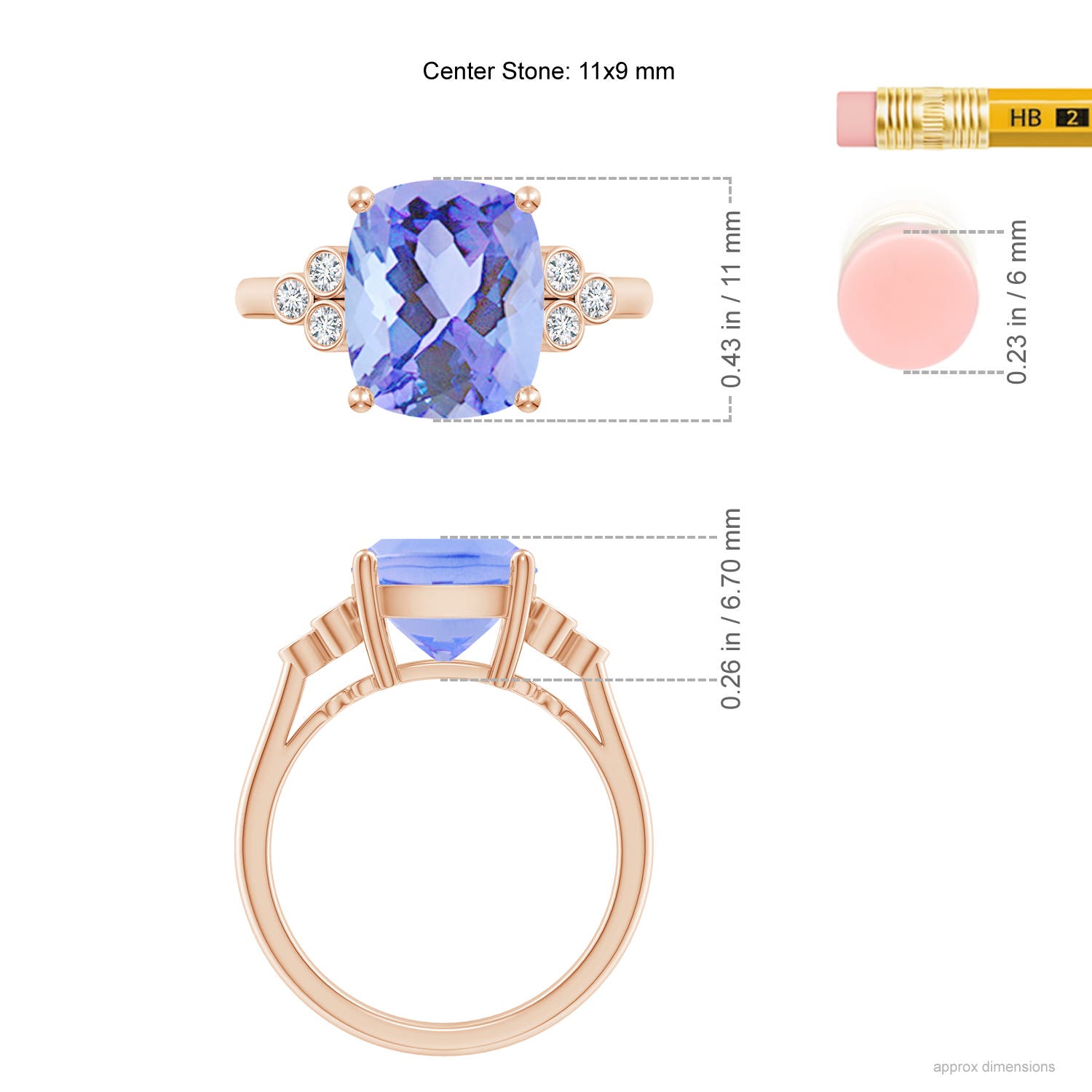 A - Tanzanite / 3.95 CT / 14 KT Rose Gold