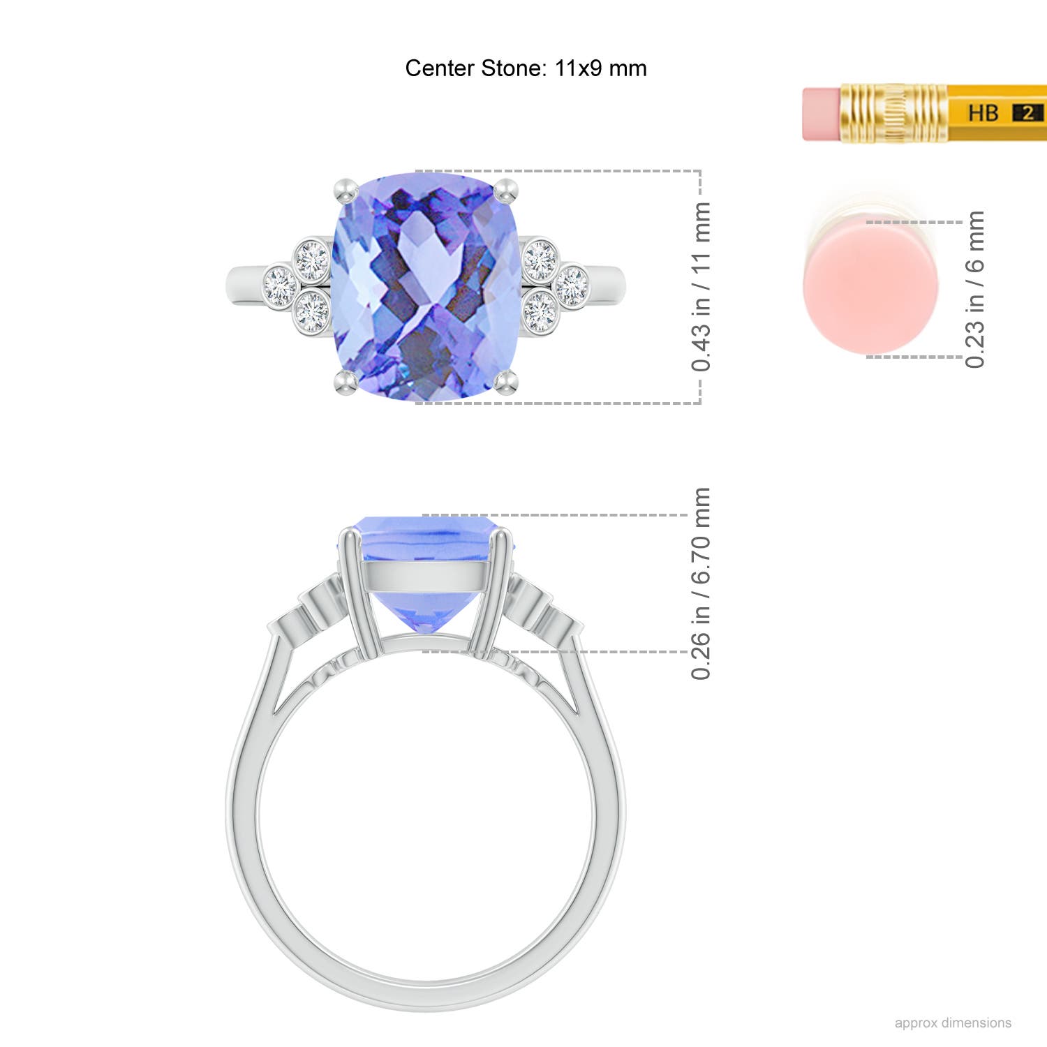 A - Tanzanite / 3.95 CT / 14 KT White Gold