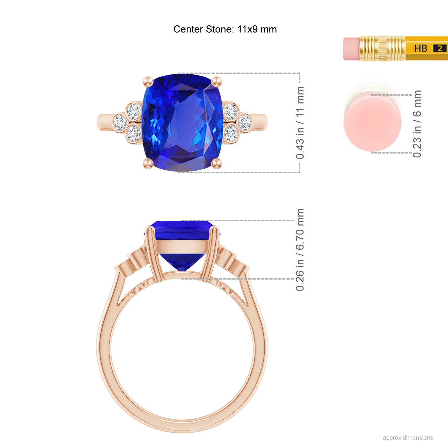 AAA - Tanzanite / 3.95 CT / 14 KT Rose Gold