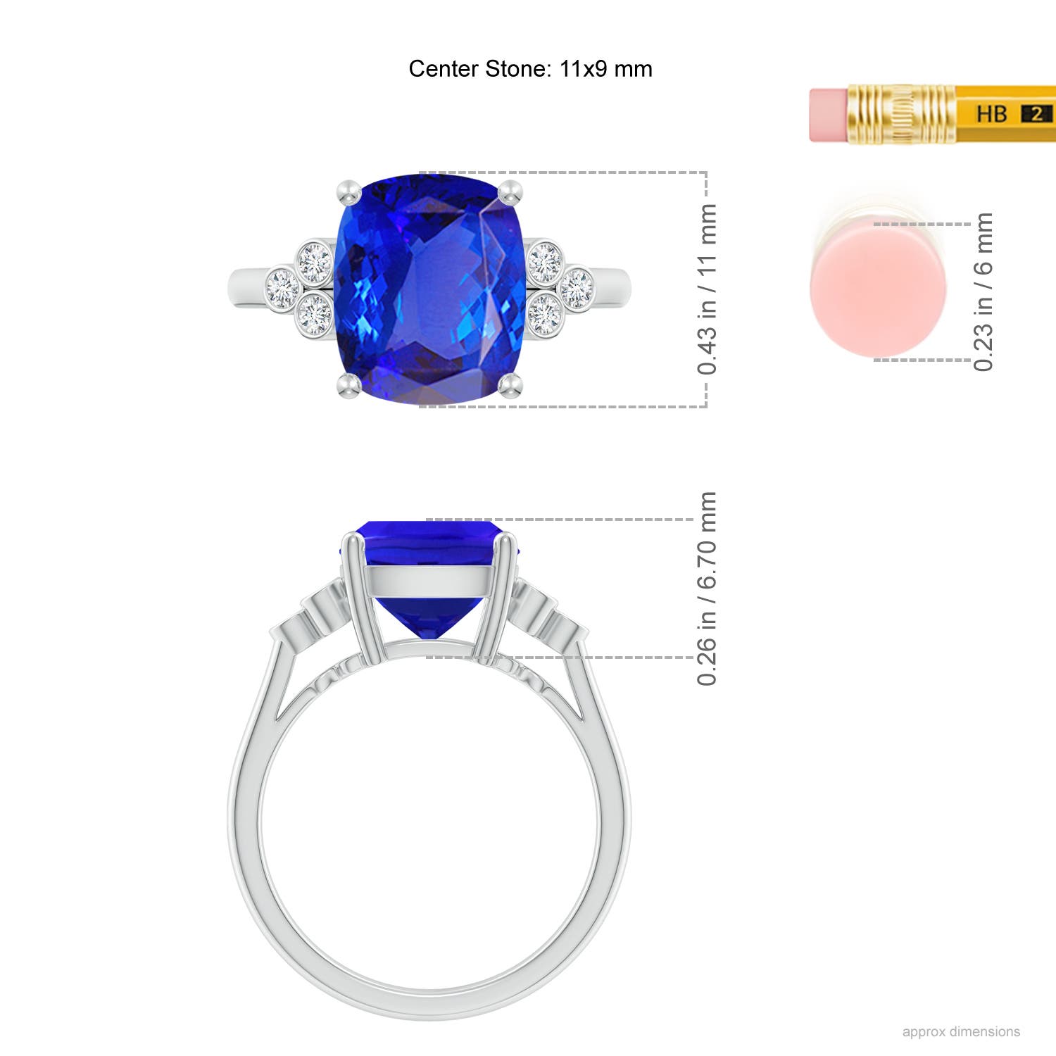 AAA - Tanzanite / 3.95 CT / 14 KT White Gold