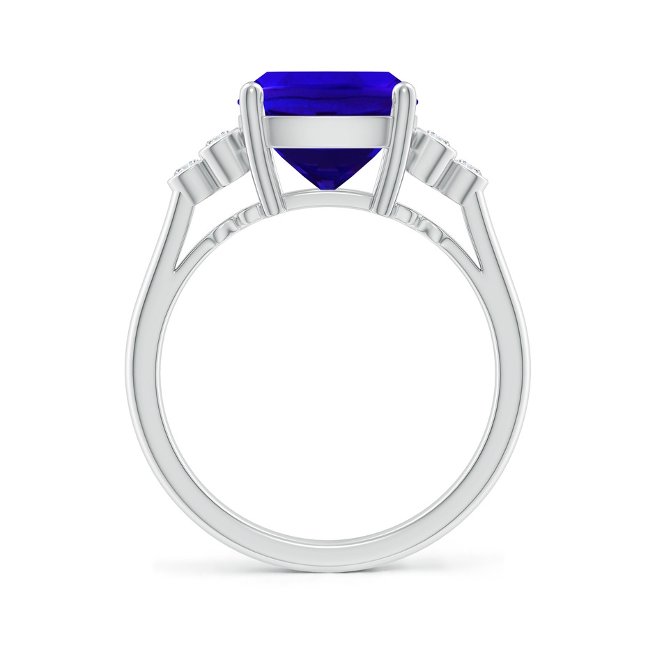 11x9mm AAAA Cushion Tanzanite Ring with Trio Bezel Diamonds in P950 Platinum side-1