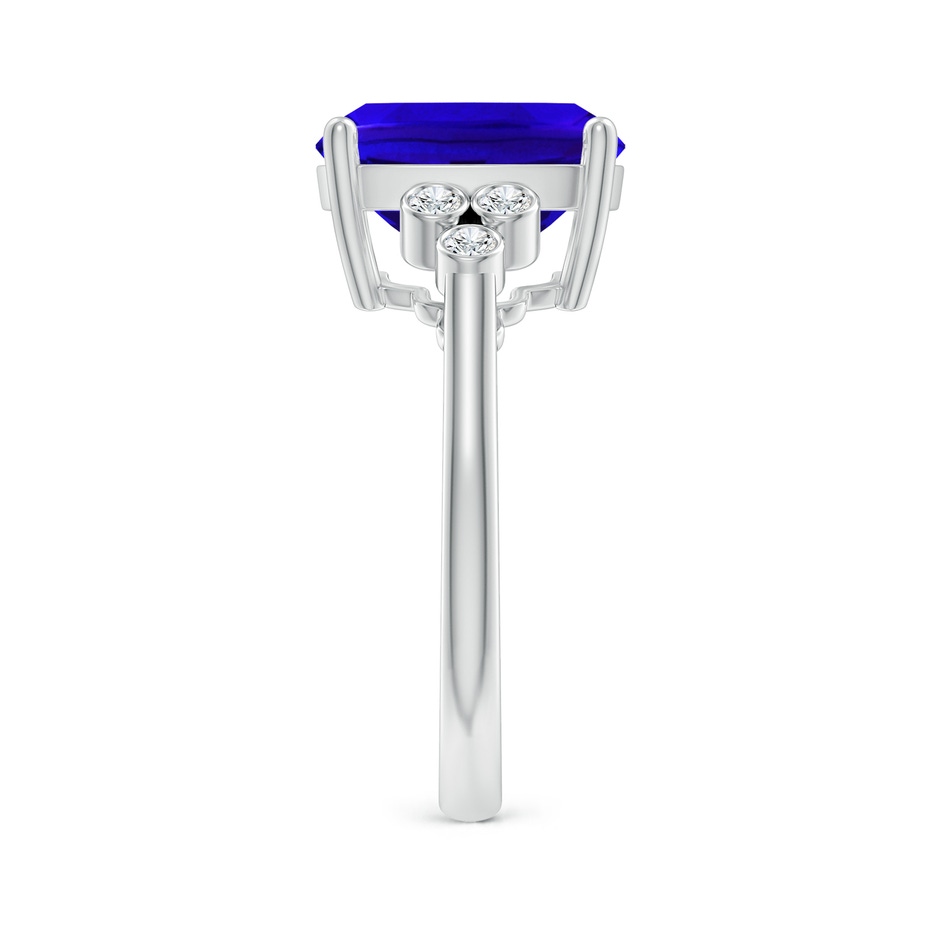 11x9mm AAAA Cushion Tanzanite Ring with Trio Bezel Diamonds in P950 Platinum side-2