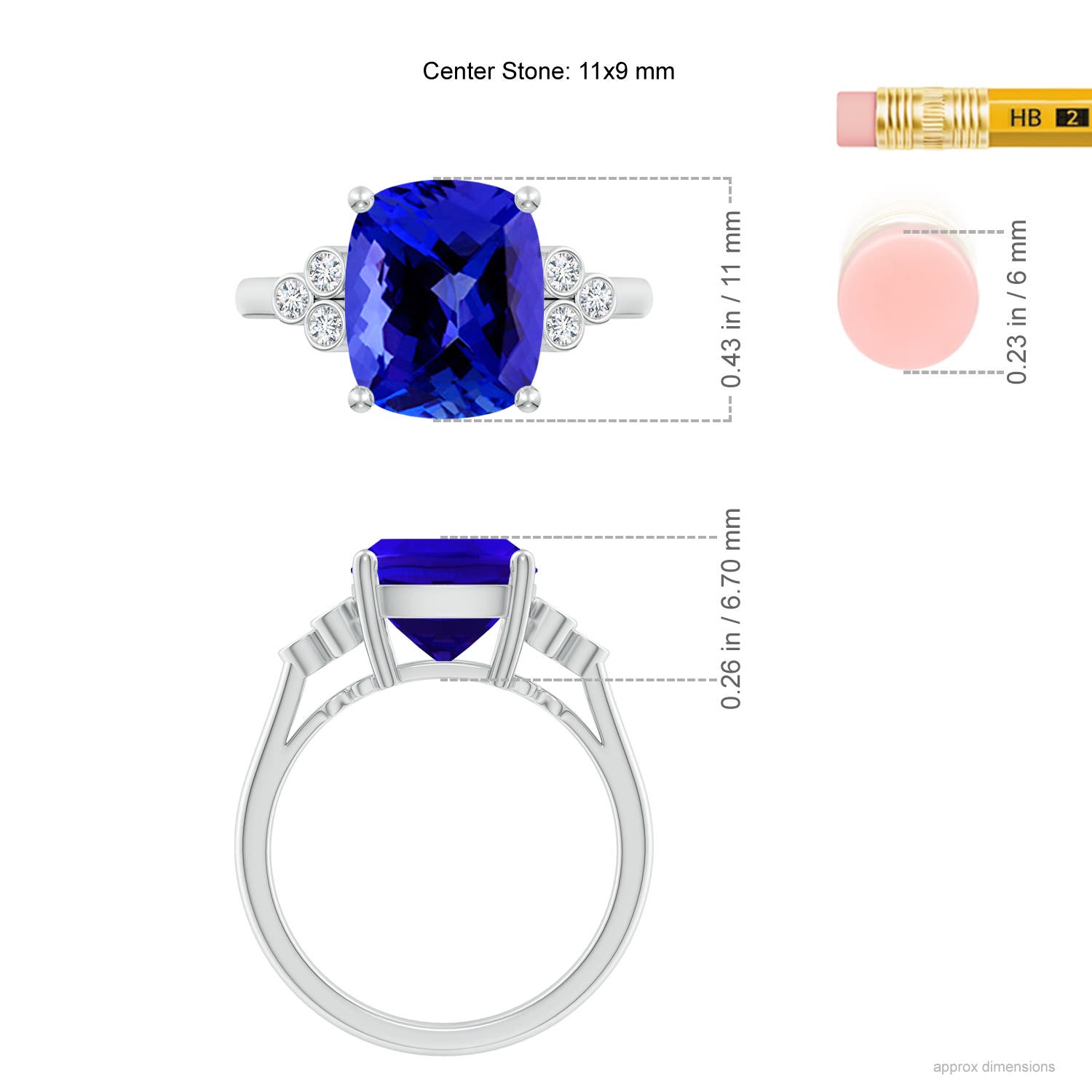 AAAA - Tanzanite / 3.95 CT / 14 KT White Gold