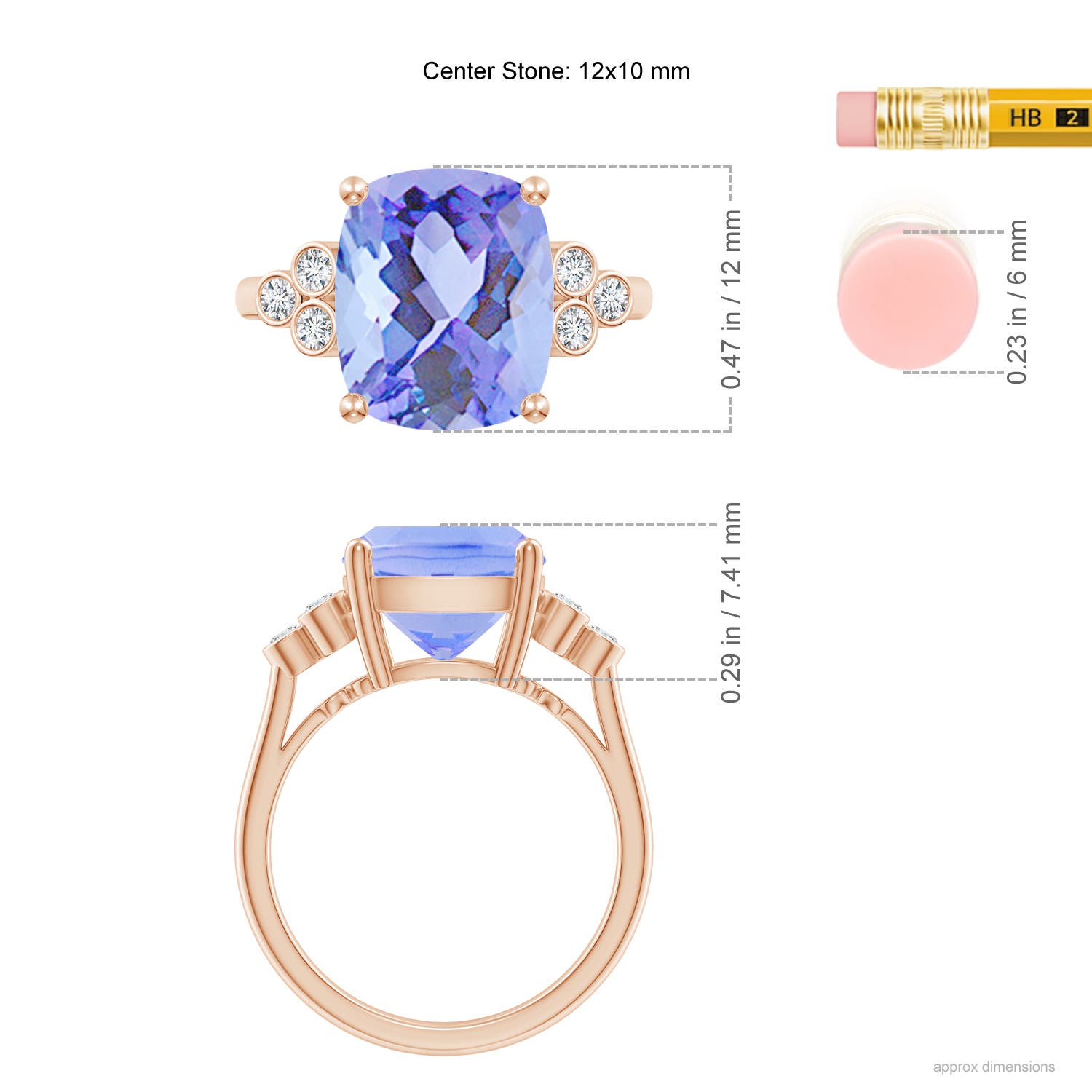 A - Tanzanite / 4.67 CT / 14 KT Rose Gold