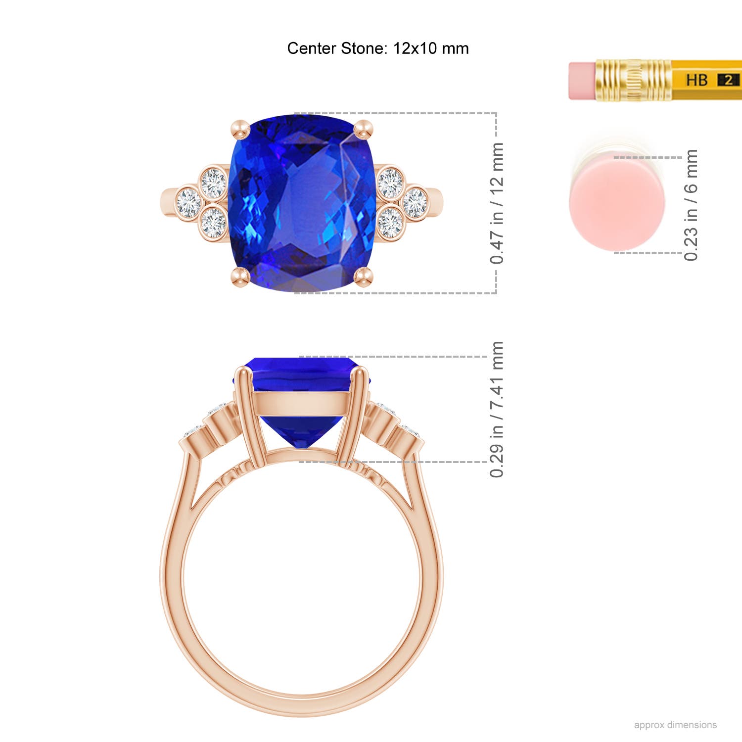 AAA - Tanzanite / 4.67 CT / 14 KT Rose Gold