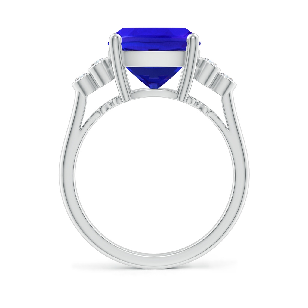 12x10mm AAA Cushion Tanzanite Ring with Trio Bezel Diamonds in White Gold - side_1