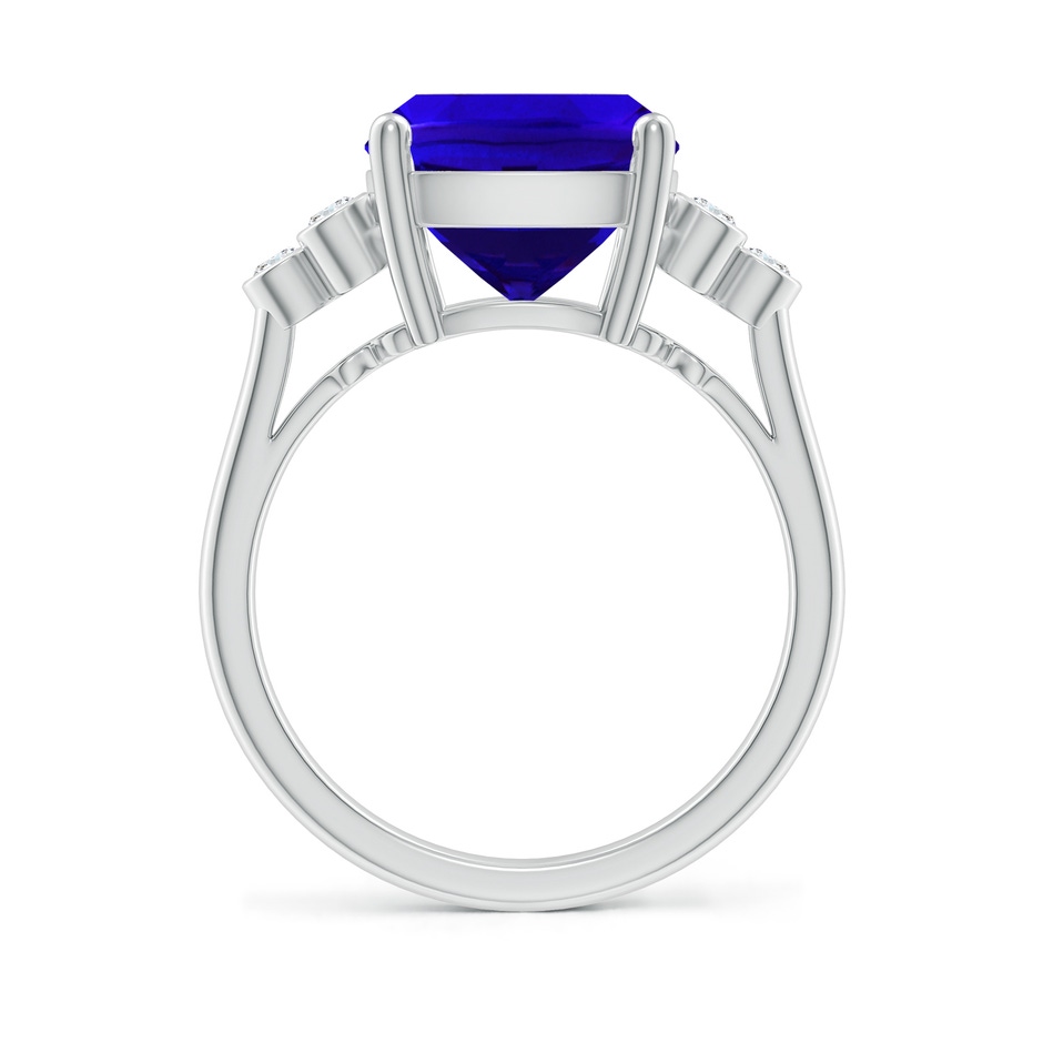 12x10mm AAAA Cushion Tanzanite Ring with Trio Bezel Diamonds in P950 Platinum side-1