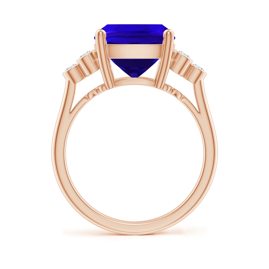 12x10mm AAAA Cushion Tanzanite Ring with Trio Bezel Diamonds in Rose Gold side-1