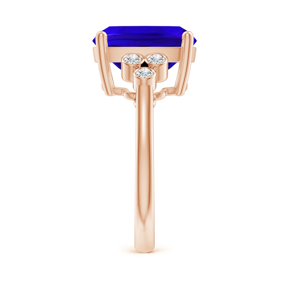 12x10mm AAAA Cushion Tanzanite Ring with Trio Bezel Diamonds in Rose Gold side-2