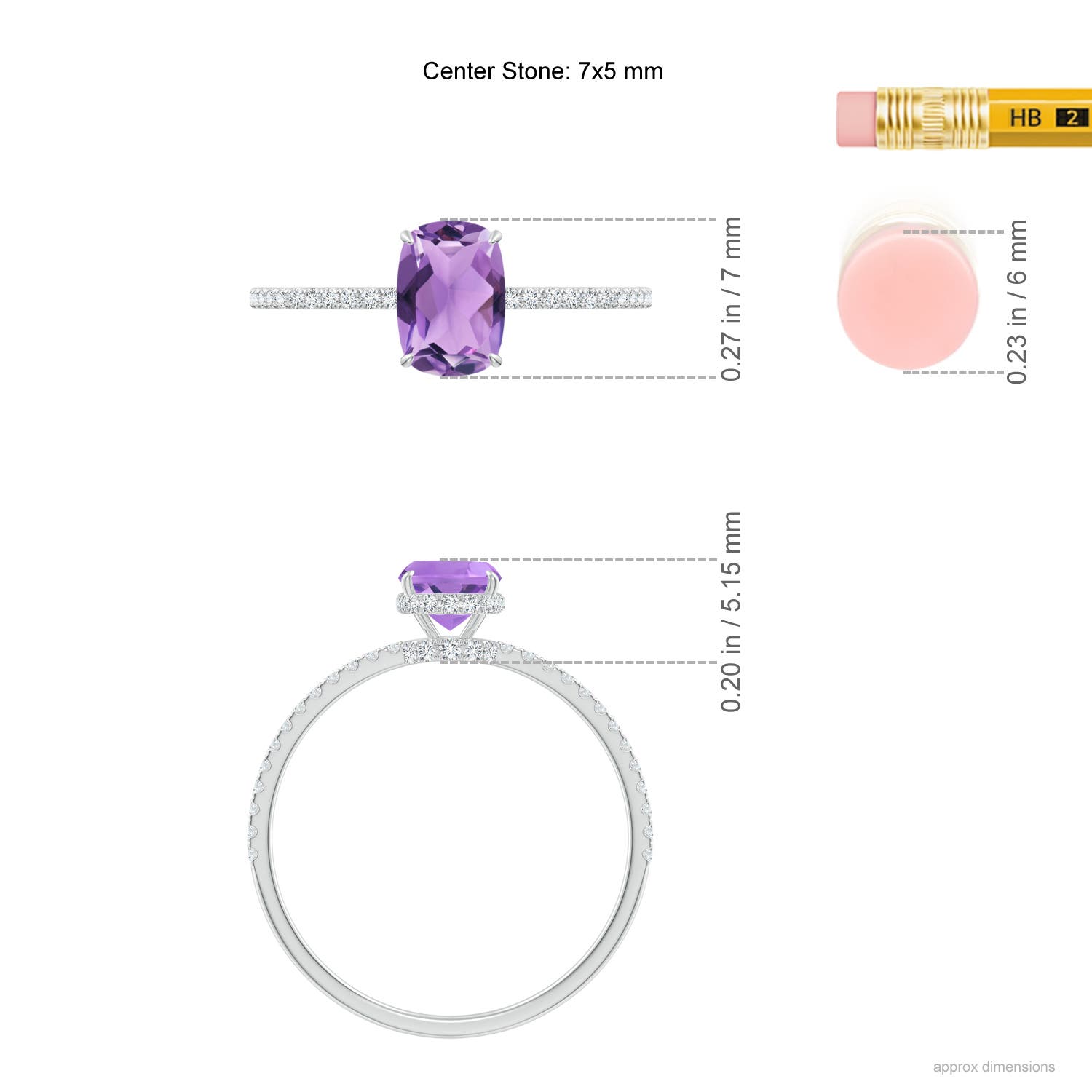 A - Amethyst / 0.98 CT / 14 KT White Gold