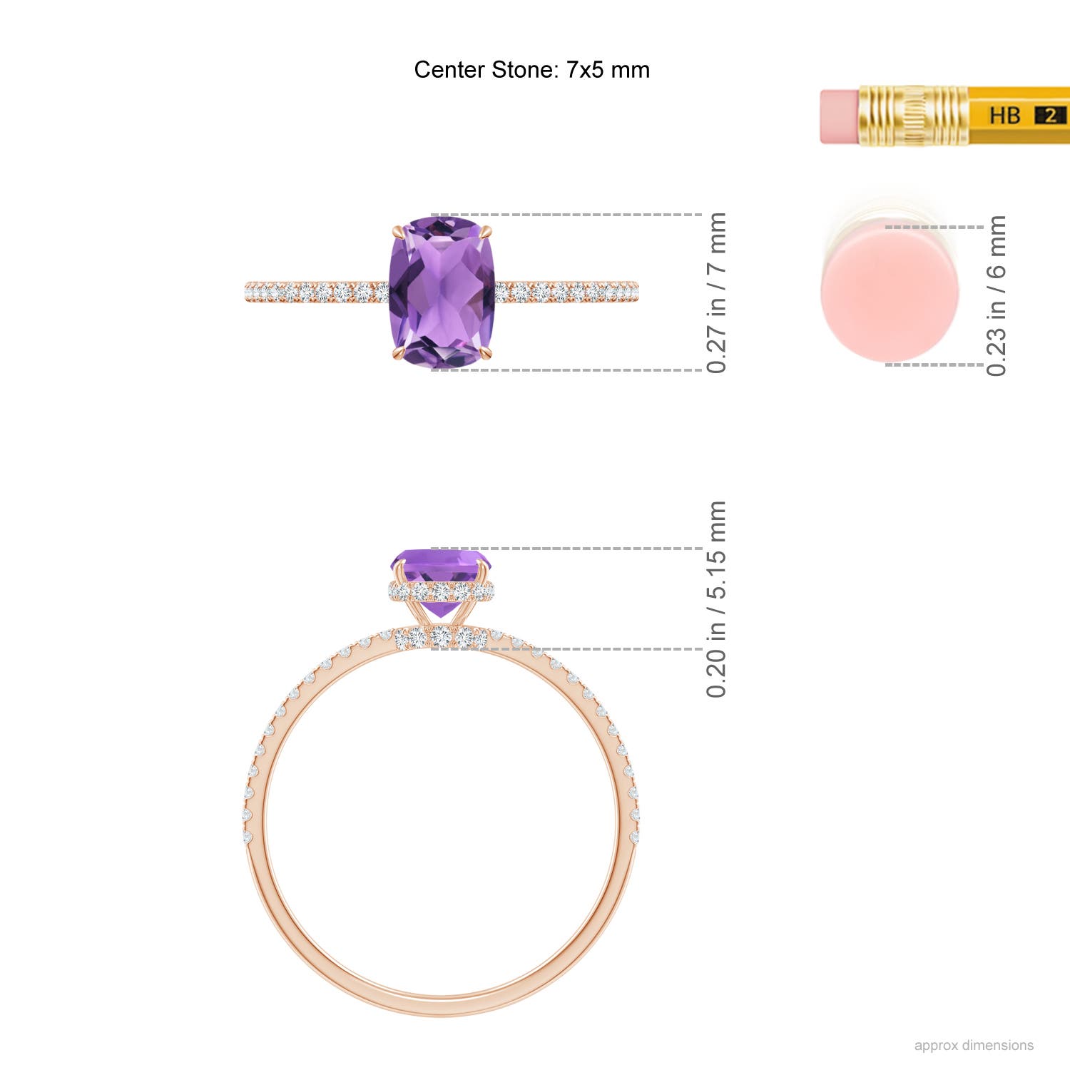 AA - Amethyst / 0.98 CT / 14 KT Rose Gold