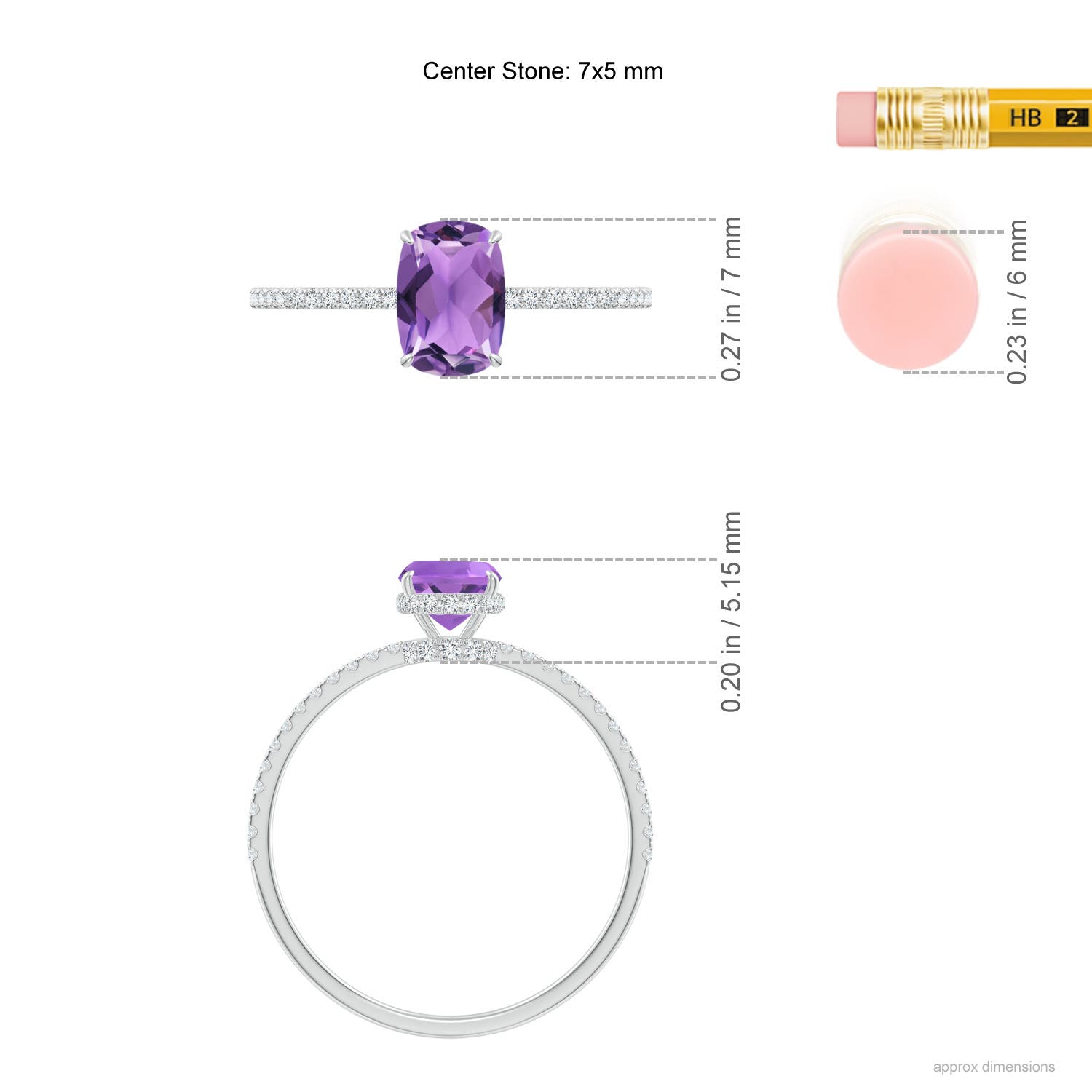 AA - Amethyst / 0.98 CT / 14 KT White Gold