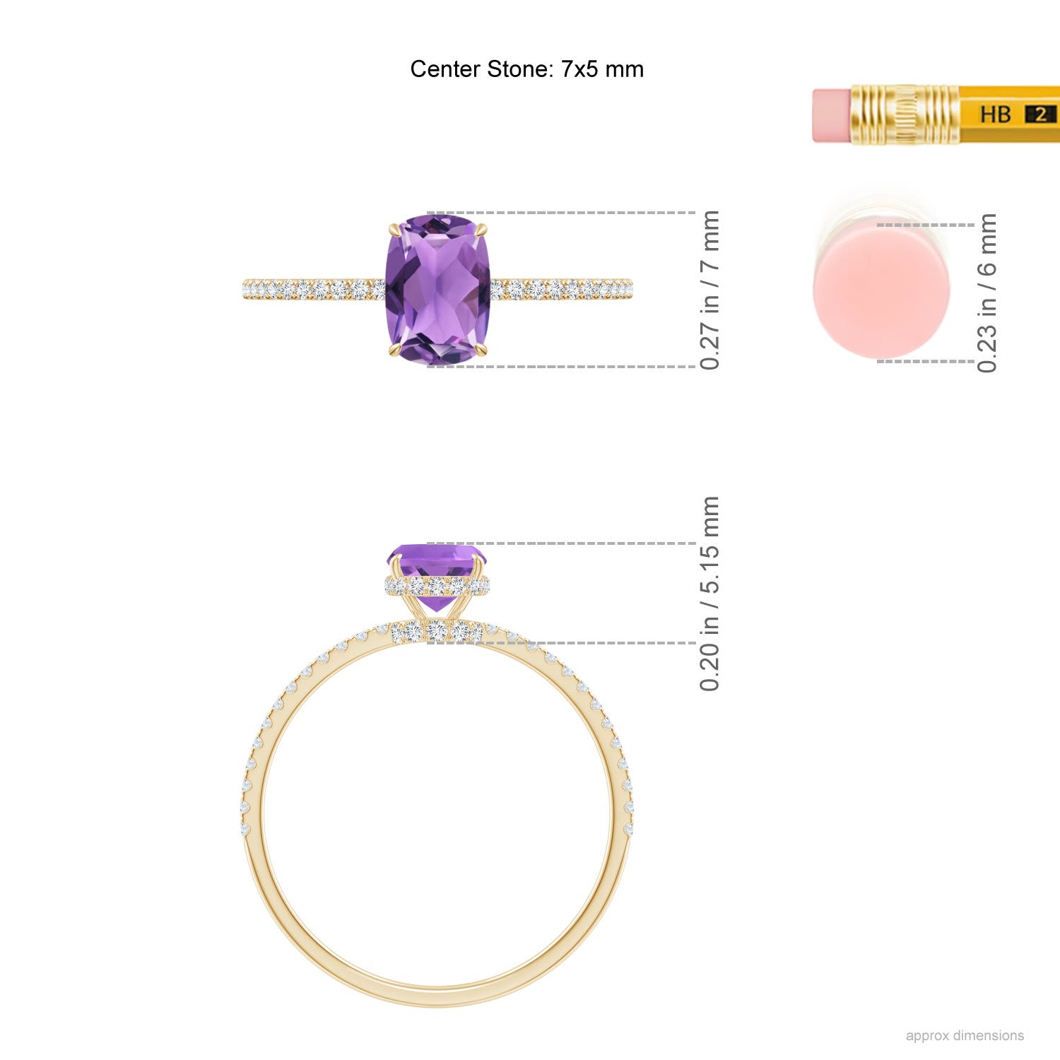 AA - Amethyst / 0.98 CT / 14 KT Yellow Gold