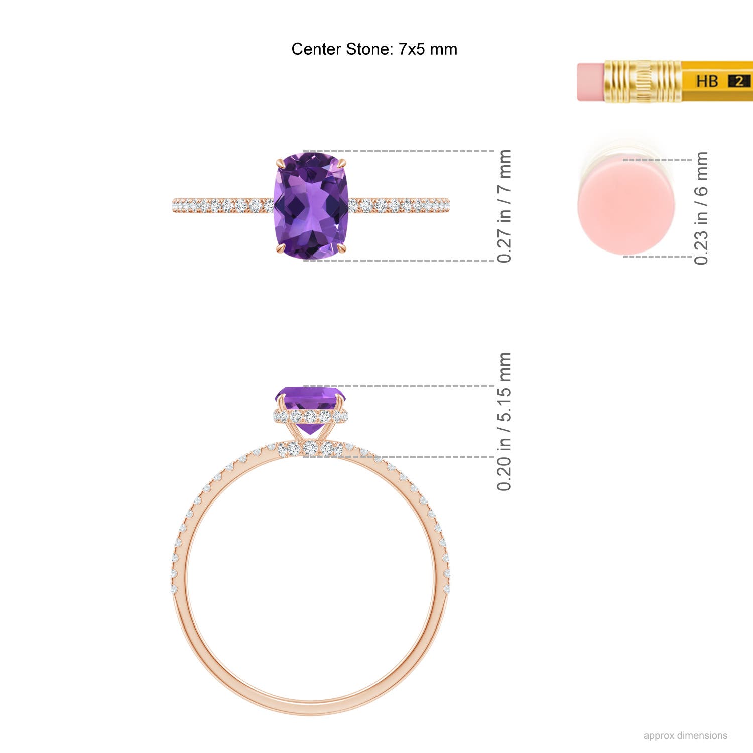 AAA - Amethyst / 0.98 CT / 14 KT Rose Gold