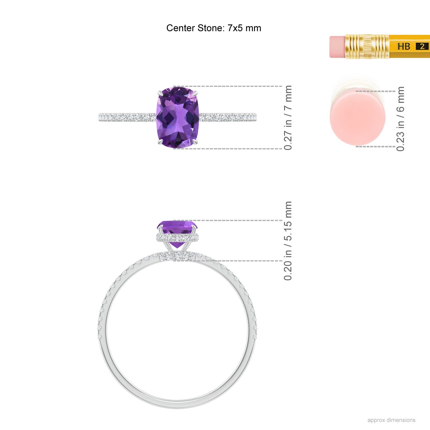 AAA - Amethyst / 0.98 CT / 14 KT White Gold