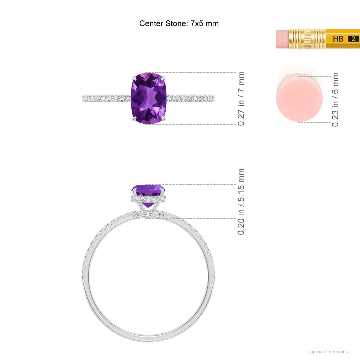 AAAA - Amethyst / 0.98 CT / 14 KT White Gold