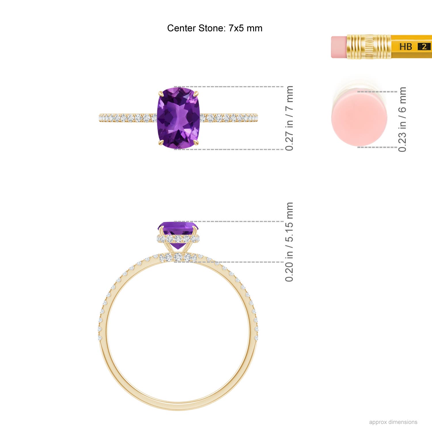 AAAA - Amethyst / 0.98 CT / 14 KT Yellow Gold