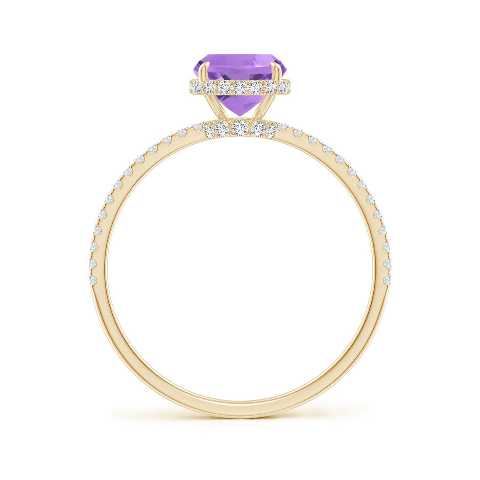 8x6mm A Thin Shank Cushion Cut Amethyst Ring With Diamond Accents in Yellow Gold side 199