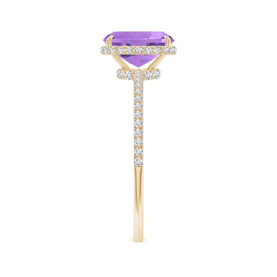 8x6mm A Thin Shank Cushion Cut Amethyst Ring With Diamond Accents in Yellow Gold side 299