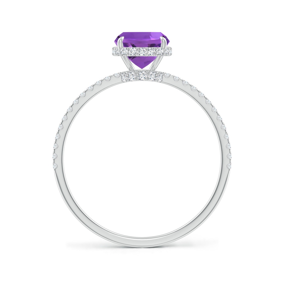 8x6mm AAA Thin Shank Cushion Cut Amethyst Ring With Diamond Accents in White Gold side 199