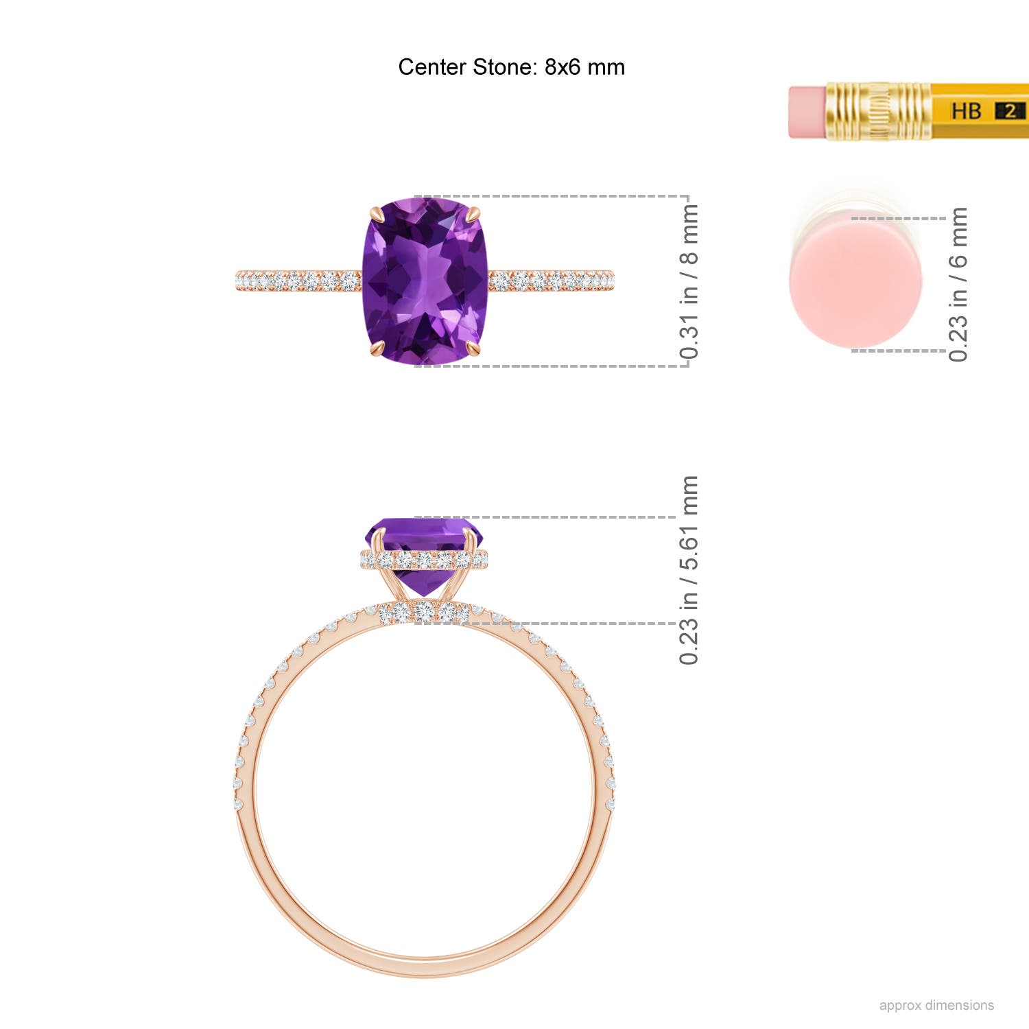 AAAA - Amethyst / 1.5 CT / 14 KT Rose Gold