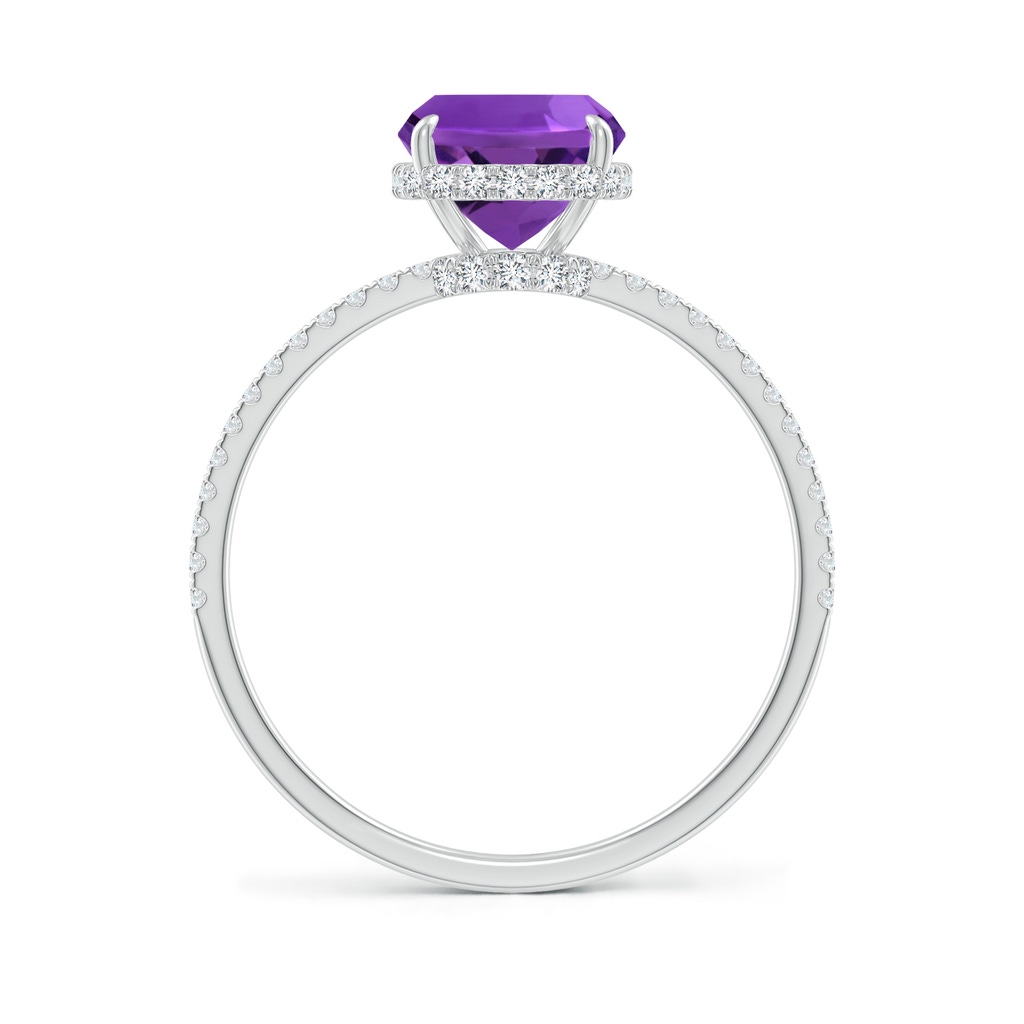 9x7mm AAAA Thin Shank Cushion Cut Amethyst Ring With Diamond Accents in White Gold Side-1