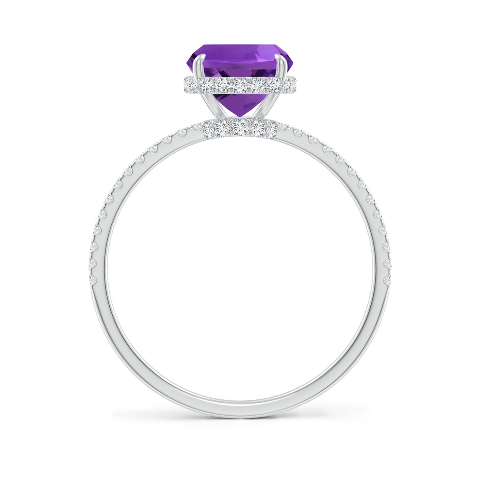 9x7mm AAAA Thin Shank Cushion Cut Amethyst Ring With Diamond Accents in White Gold side-1