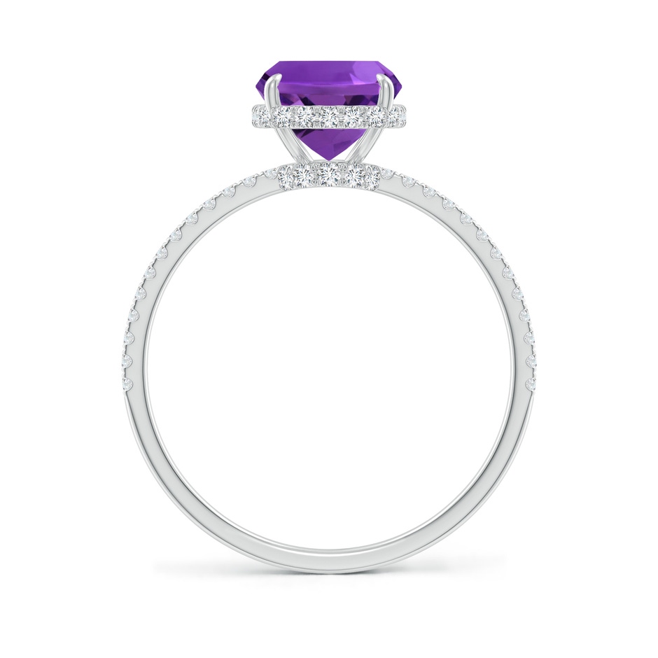 9x7mm AAAA Thin Shank Cushion Cut Amethyst Ring With Diamond Accents in White Gold side 199