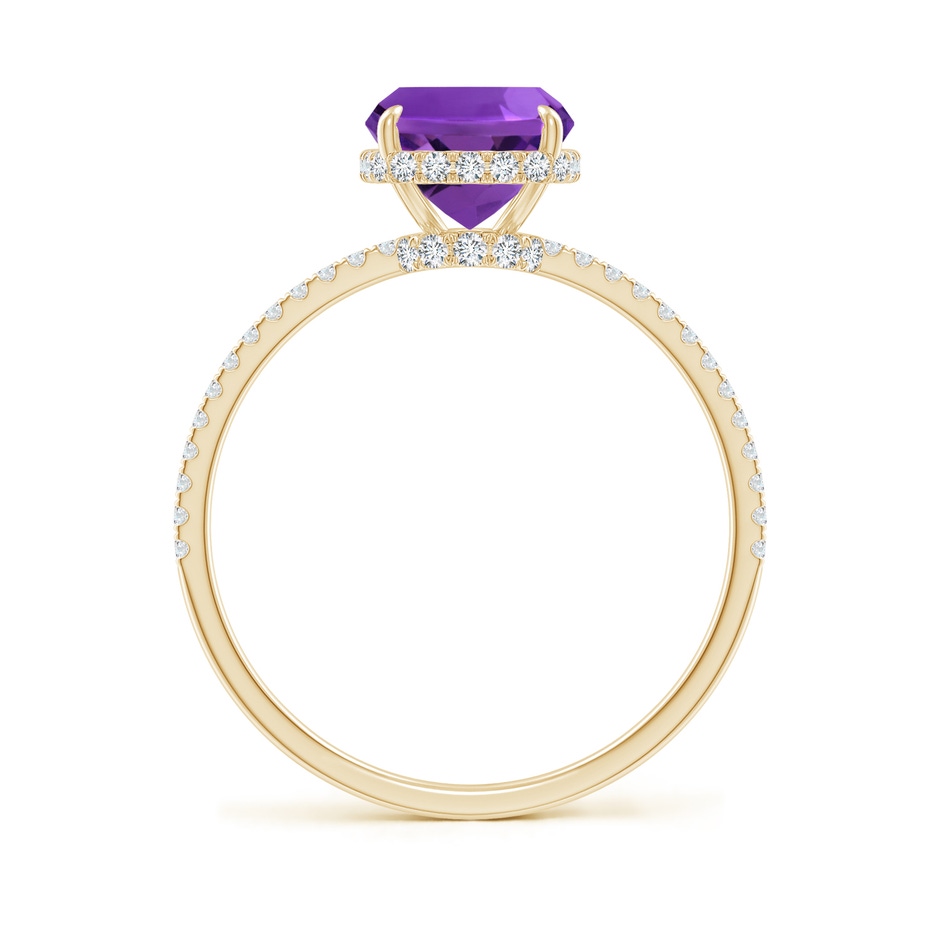 9x7mm AAAA Thin Shank Cushion Cut Amethyst Ring With Diamond Accents in Yellow Gold side 199