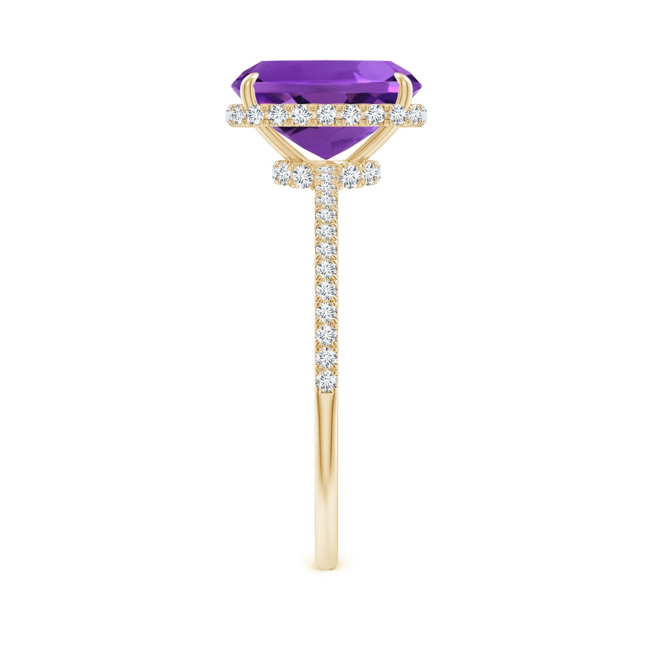 9x7mm AAAA Thin Shank Cushion Cut Amethyst Ring With Diamond Accents in Yellow Gold side 299