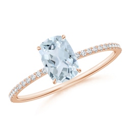 Cushion Rectangular Aquamarine Side Stones Rings