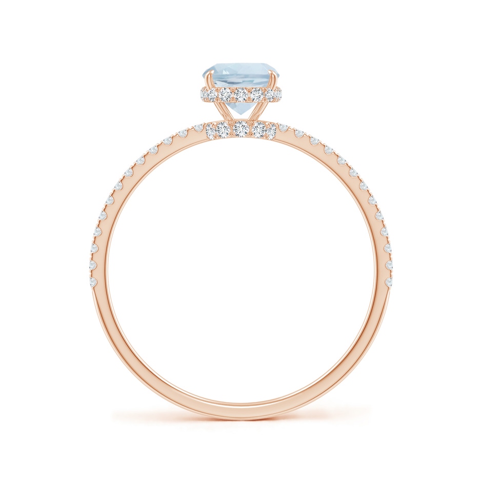 7x5mm A Thin Shank Cushion Cut Aquamarine Ring With Diamond Accents in Rose Gold side 199