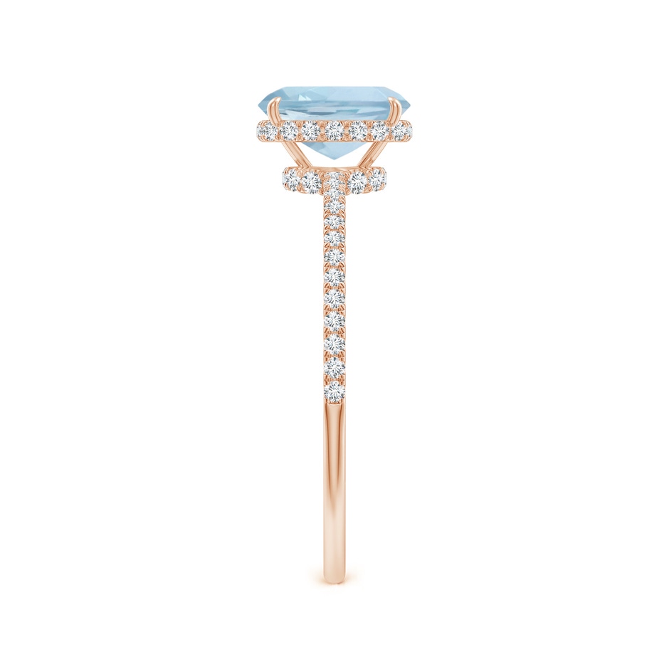 7x5mm AA Thin Shank Cushion Cut Aquamarine Ring With Diamond Accents in 9K Rose Gold side 299