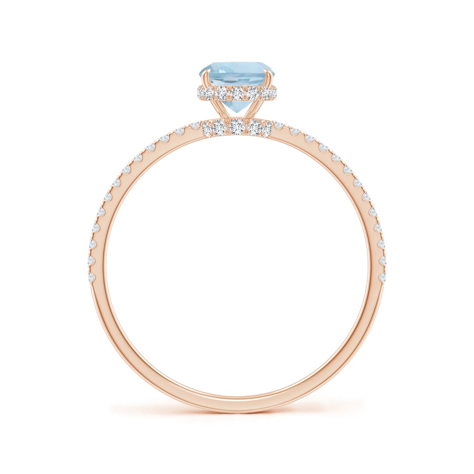 7x5mm AA Thin Shank Cushion Cut Aquamarine Ring With Diamond Accents in Rose Gold side 199