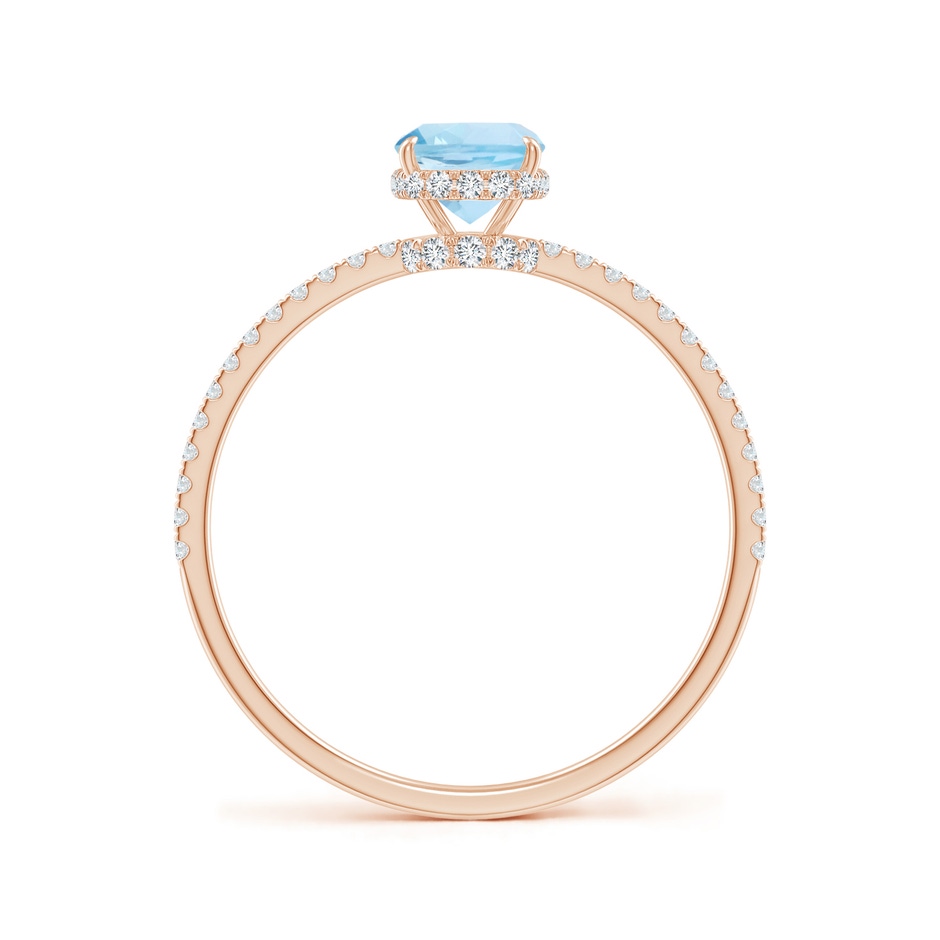 7x5mm AAA Thin Shank Cushion Cut Aquamarine Ring With Diamond Accents in 9K Rose Gold side 199