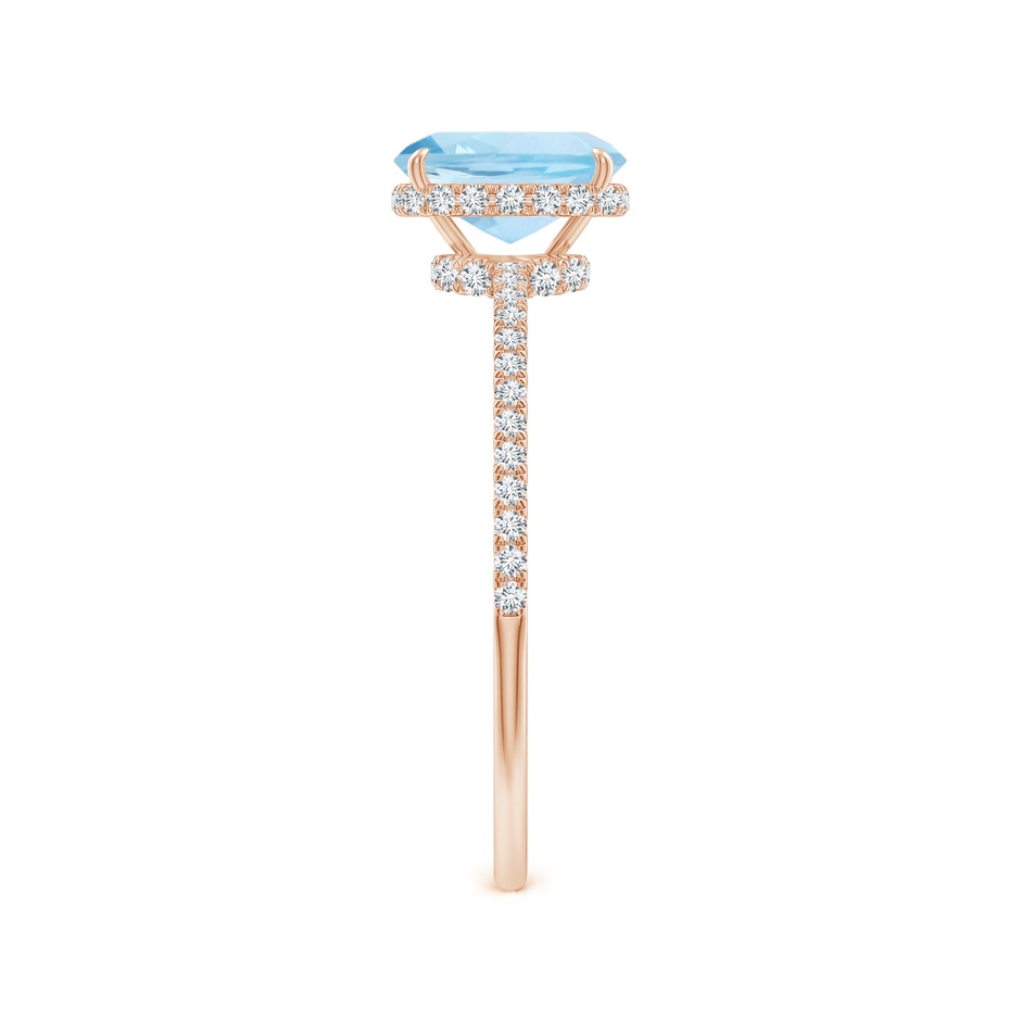 7x5mm AAA Thin Shank Cushion Cut Aquamarine Ring With Diamond Accents in 9K Rose Gold side 299