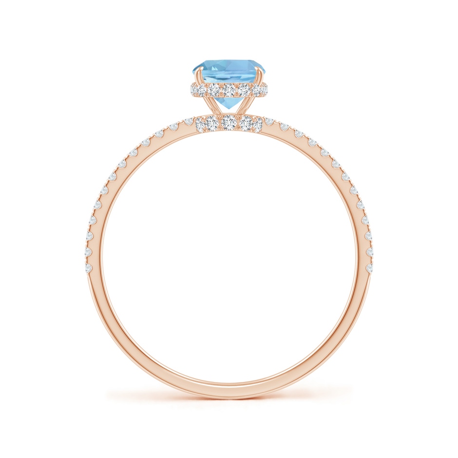 7x5mm AAAA Thin Shank Cushion Cut Aquamarine Ring With Diamond Accents in 9K Rose Gold side 199