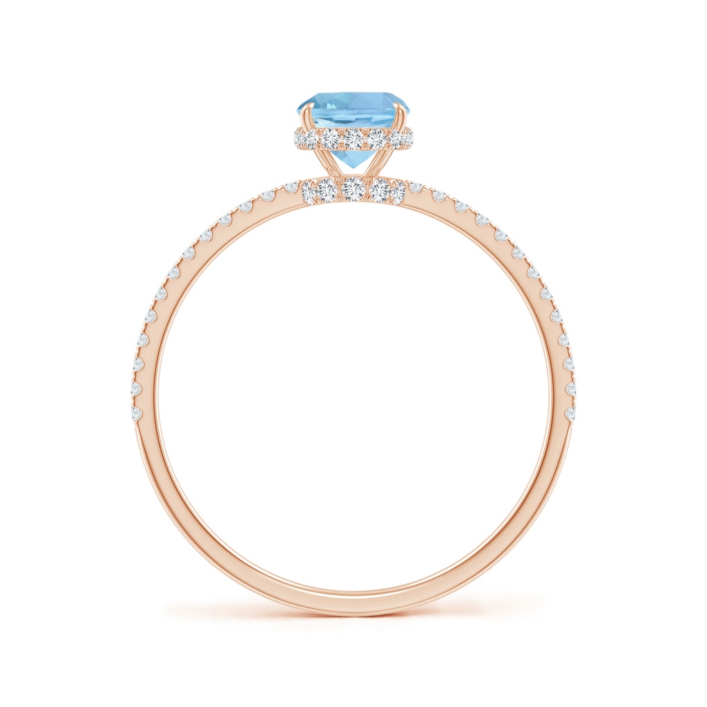 7x5mm AAAA Thin Shank Cushion Cut Aquamarine Ring With Diamond Accents in Rose Gold Side 199