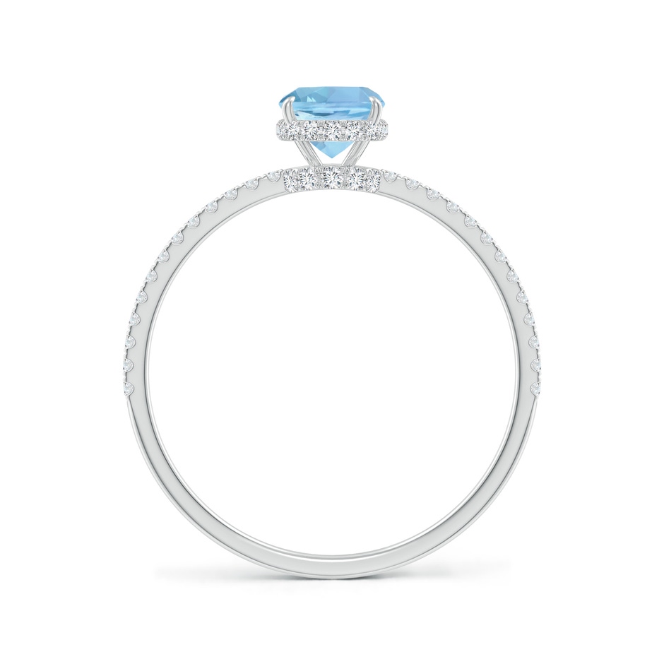 7x5mm AAAA Thin Shank Cushion Cut Aquamarine Ring With Diamond Accents in White Gold side 199