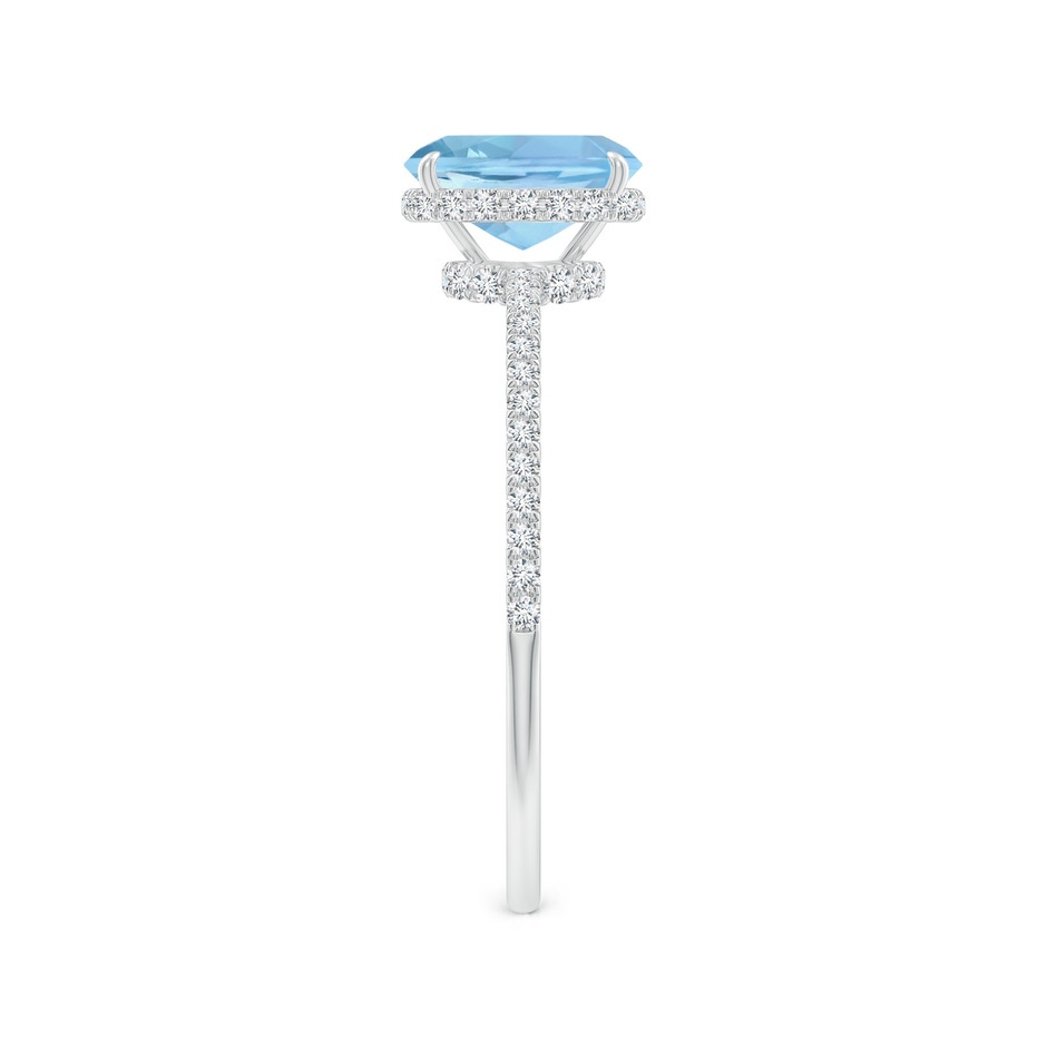 7x5mm AAAA Thin Shank Cushion Cut Aquamarine Ring With Diamond Accents in White Gold side 299