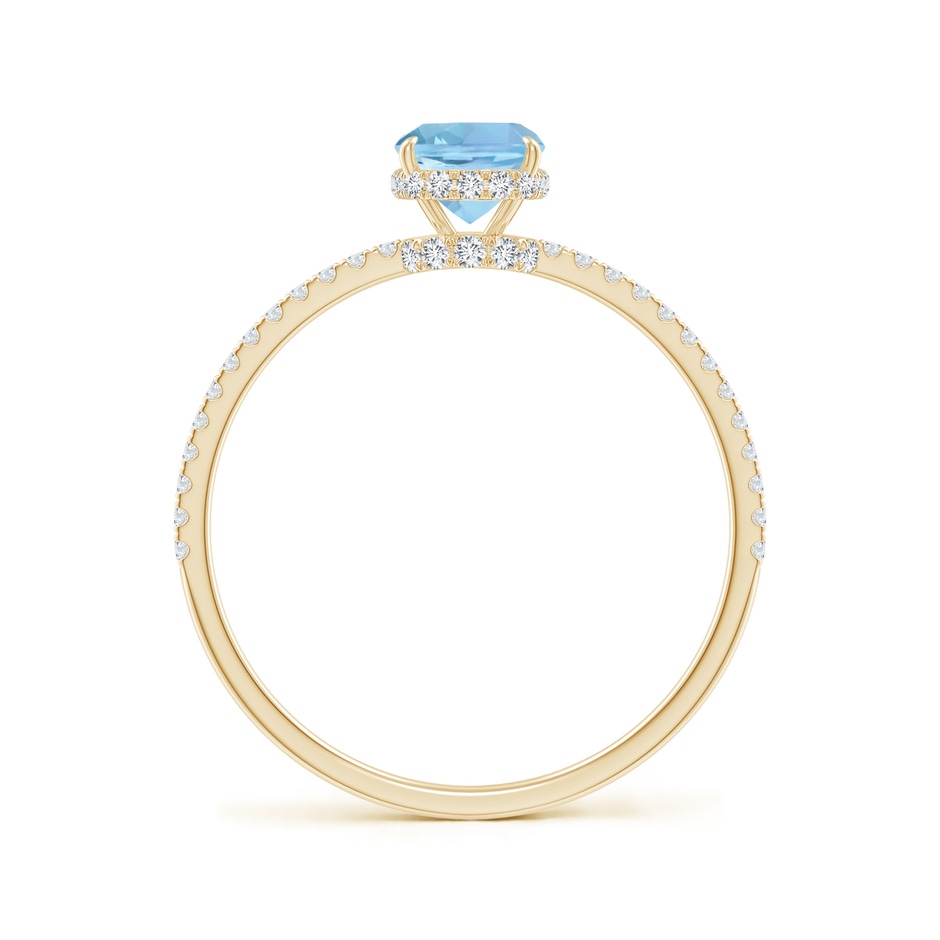 7x5mm AAAA Thin Shank Cushion Cut Aquamarine Ring With Diamond Accents in Yellow Gold side 199