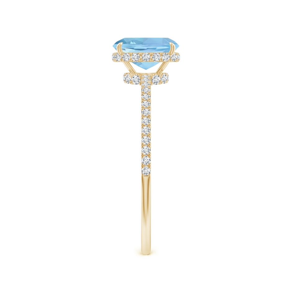 7x5mm AAAA Thin Shank Cushion Cut Aquamarine Ring With Diamond Accents in Yellow Gold side 299