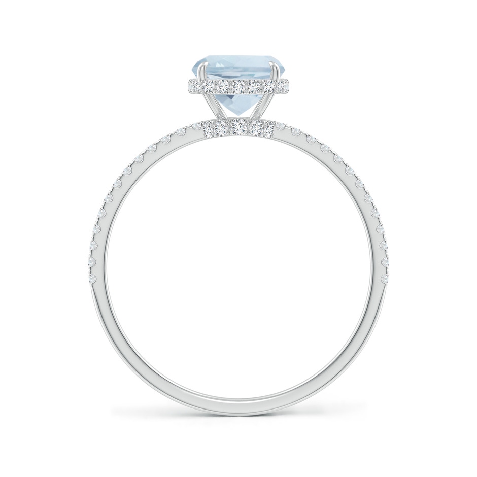 8x6mm A Thin Shank Cushion Cut Aquamarine Ring With Diamond Accents in White Gold side 199