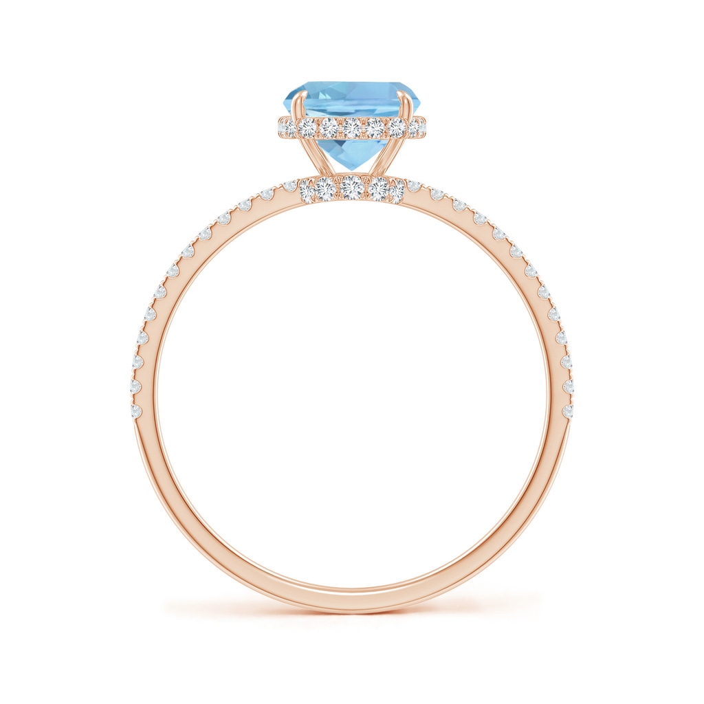 8x6mm AAAA Thin Shank Cushion Cut Aquamarine Ring With Diamond Accents in Rose Gold Side 199