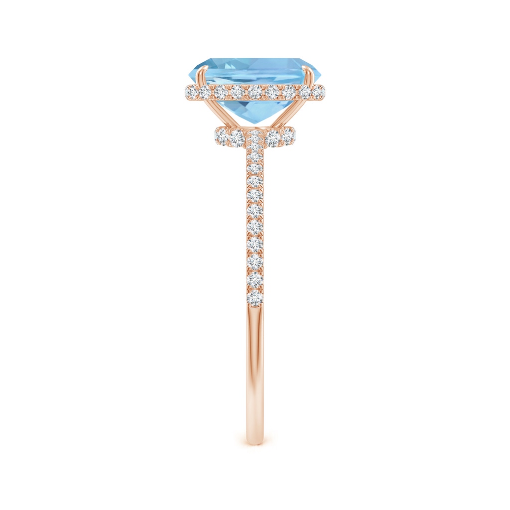 8x6mm AAAA Thin Shank Cushion Cut Aquamarine Ring With Diamond Accents in Rose Gold Side 299