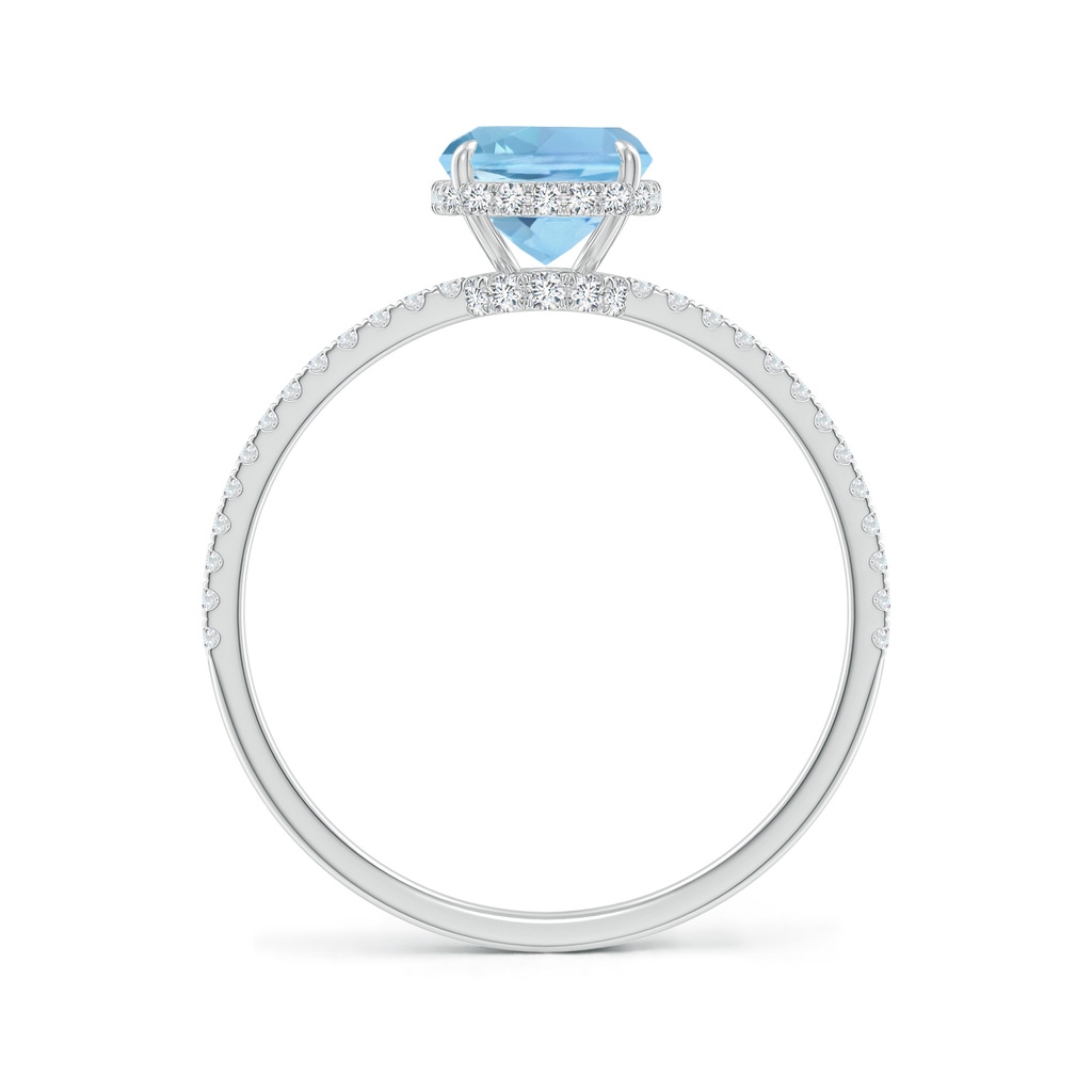 8x6mm AAAA Thin Shank Cushion Cut Aquamarine Ring With Diamond Accents in White Gold Side 199