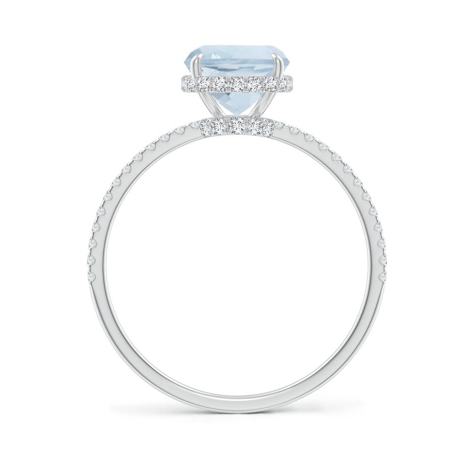 9x7mm A Thin Shank Cushion Cut Aquamarine Ring With Diamond Accents in 9K White Gold side 199