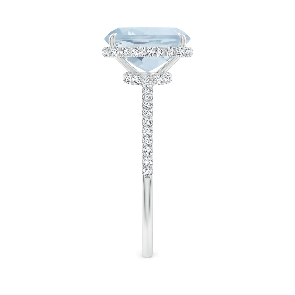 9x7mm A Thin Shank Cushion Cut Aquamarine Ring With Diamond Accents in 9K White Gold side 299