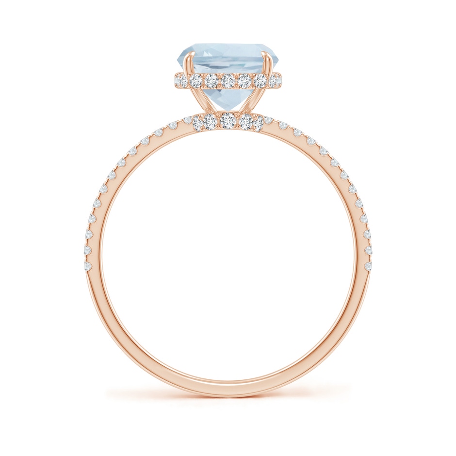 9x7mm A Thin Shank Cushion Cut Aquamarine Ring With Diamond Accents in Rose Gold side 199
