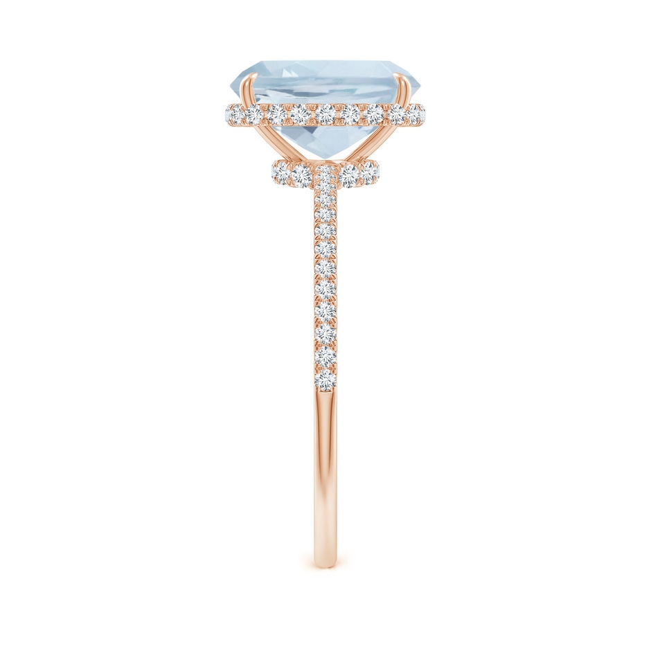 9x7mm A Thin Shank Cushion Cut Aquamarine Ring With Diamond Accents in Rose Gold side 299